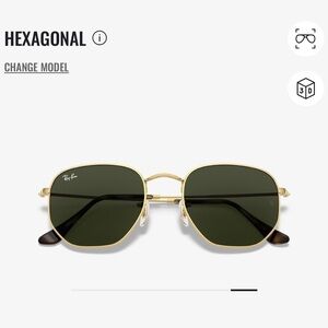Ray-Ban Hexagonal Gold Sunglasses Green Lenses